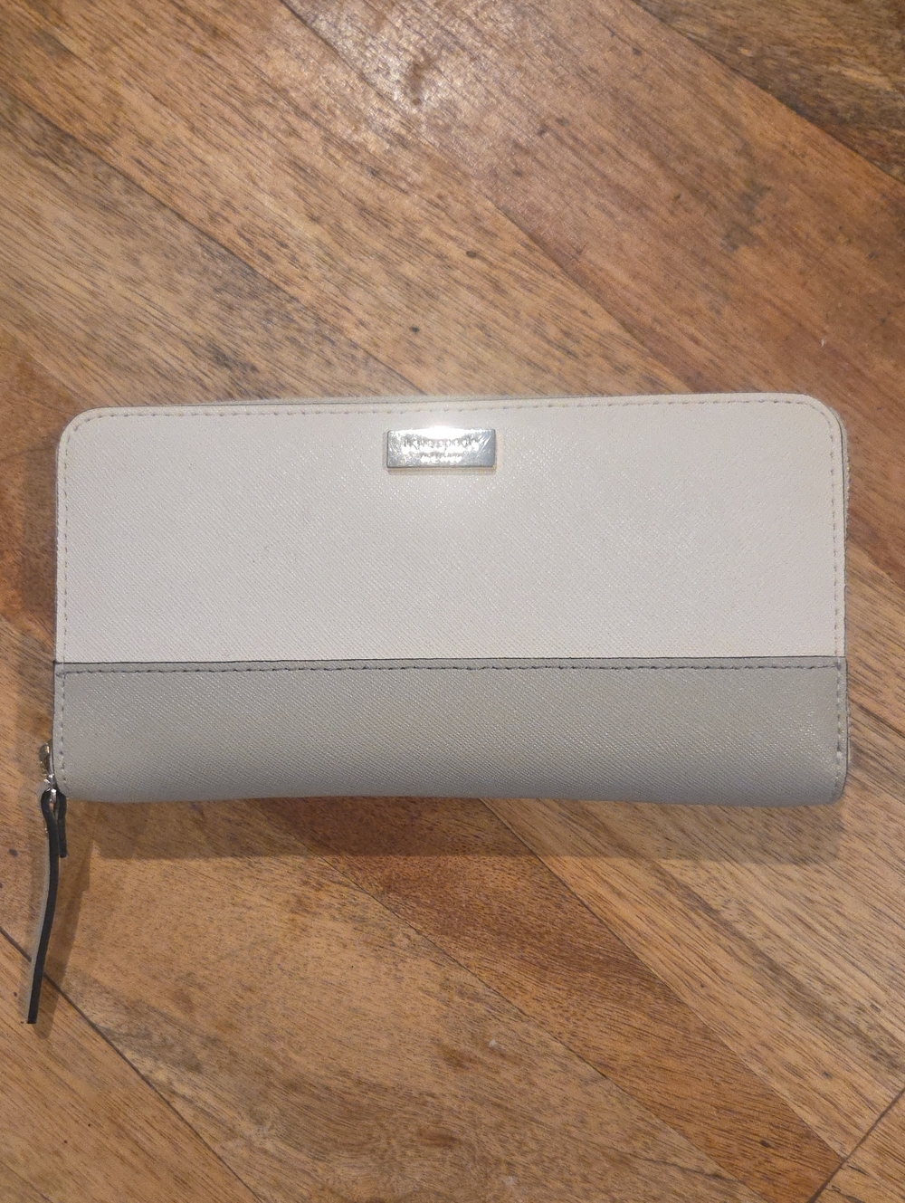 Kate Spade Neutral Colorblock Zip Wallet
